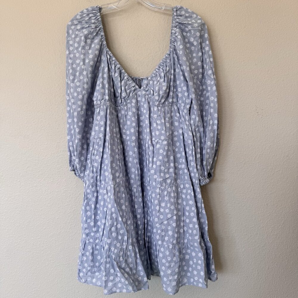 The Impeccable Pig Milk Maid Dress Blue White Floral Print Size Large